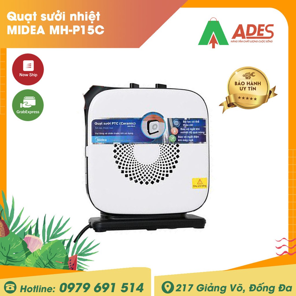 Quạt sưởi nhiệt MIDEA MH-P15C - Gốm Ceramic không đốt oxi, không chói mắt, không khô da - Full box NEW 2021