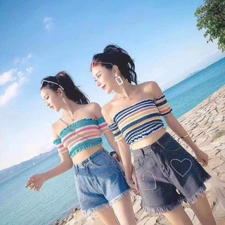 G42. 776. áo kẻ chun trễ vai