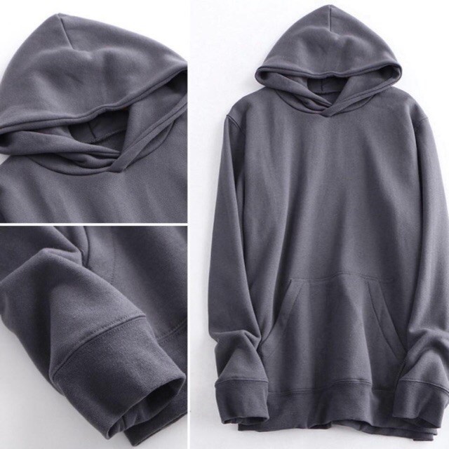 Áo Hoodie Trơn Màu Xám Ghi - Hoodie Gray Basic