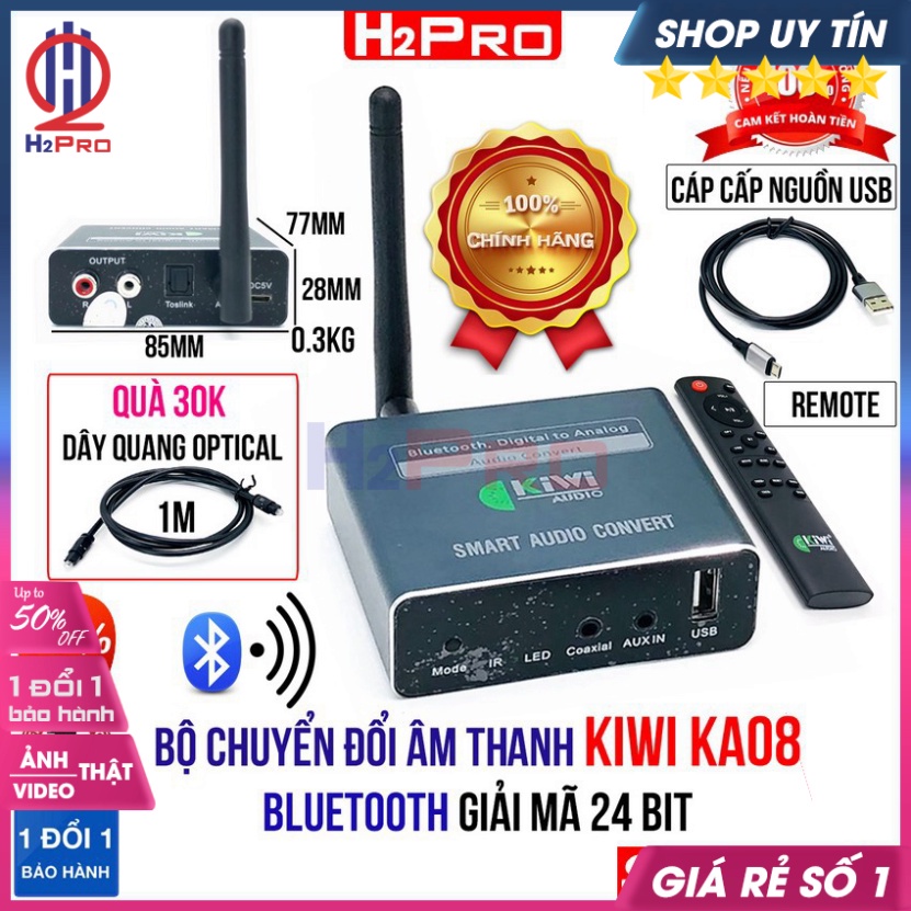 Bộ Chuyển Đổi Âm Thanh Kiwi Ka08, Chuyển Âm Thanh Quang Từ Tivi Sang Loa Cao Cấp 24Bit-Bluetooth-Remote-Usb-H2Pro Audio