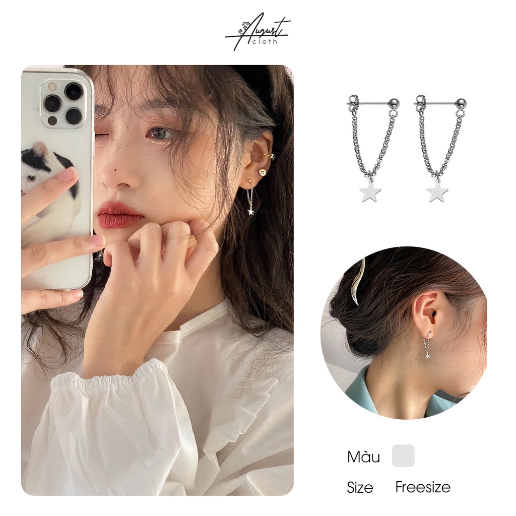 [Augustcloth | AugustJewelry] Bông tai/ Hoa tai hợp kim ngôi sao phong cách Hàn Quốc