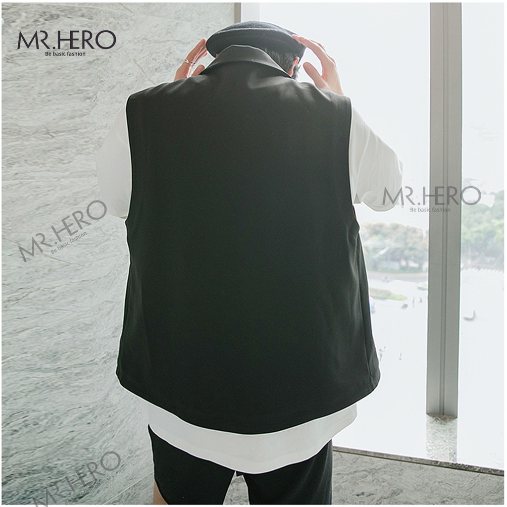 [Mẫu độc] Áo Gile Blazer Unisex, Áo Vest Ghi Lê Khoác Hè Nam Nữ, Không Tay Form Rộng GL01 Phong Cách Hàn Quốc MrHero