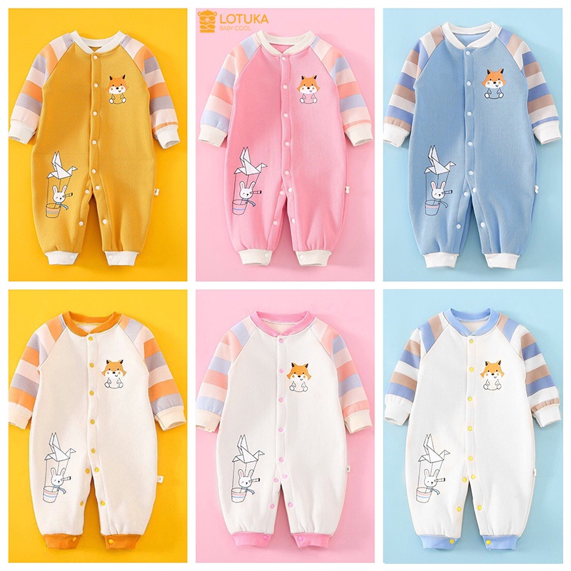 Body Nỉ cho bé dài tay mẫu Quần áo trẻ em Nỉ Lót Bông Ấm nhiều màu sắc dễ thương từ 0-12 tháng tuổi (xanh trắng)
