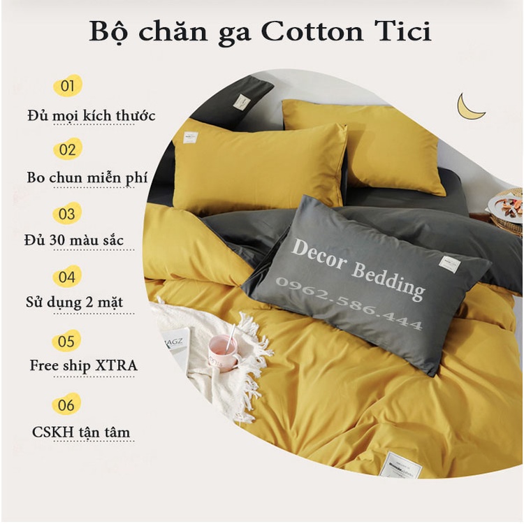Bộ chăn ga Cotton Tici Decor Bedding chăn ga nhập khẩu set 4 món đủ màu đủ size
