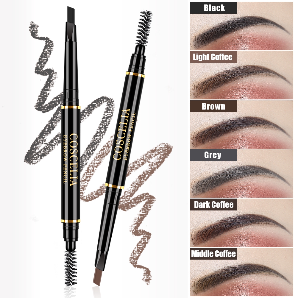 Bút kẻ lông mày COSCELIA hai đầu chống thấm nước lâu trôi không nhòe xoay được 6 màu tùy chọn | BigBuy360 - bigbuy360.vn