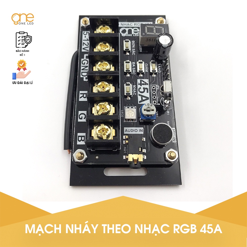 Mạch điều khiển LED RGB 7 màu nháy theo nhạc - Công suất 45A - Hàng chính hãng OneLed