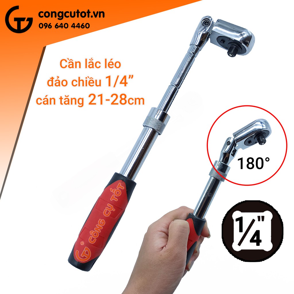 Cần siết lắc léo tự động đảo chiều 1/4 inch cán tăng 21-28cm