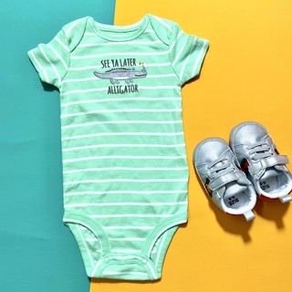 [CARTER'S USA] chính hãng -  Bodysuit bé trai ngắn tay kẻ xanh B025