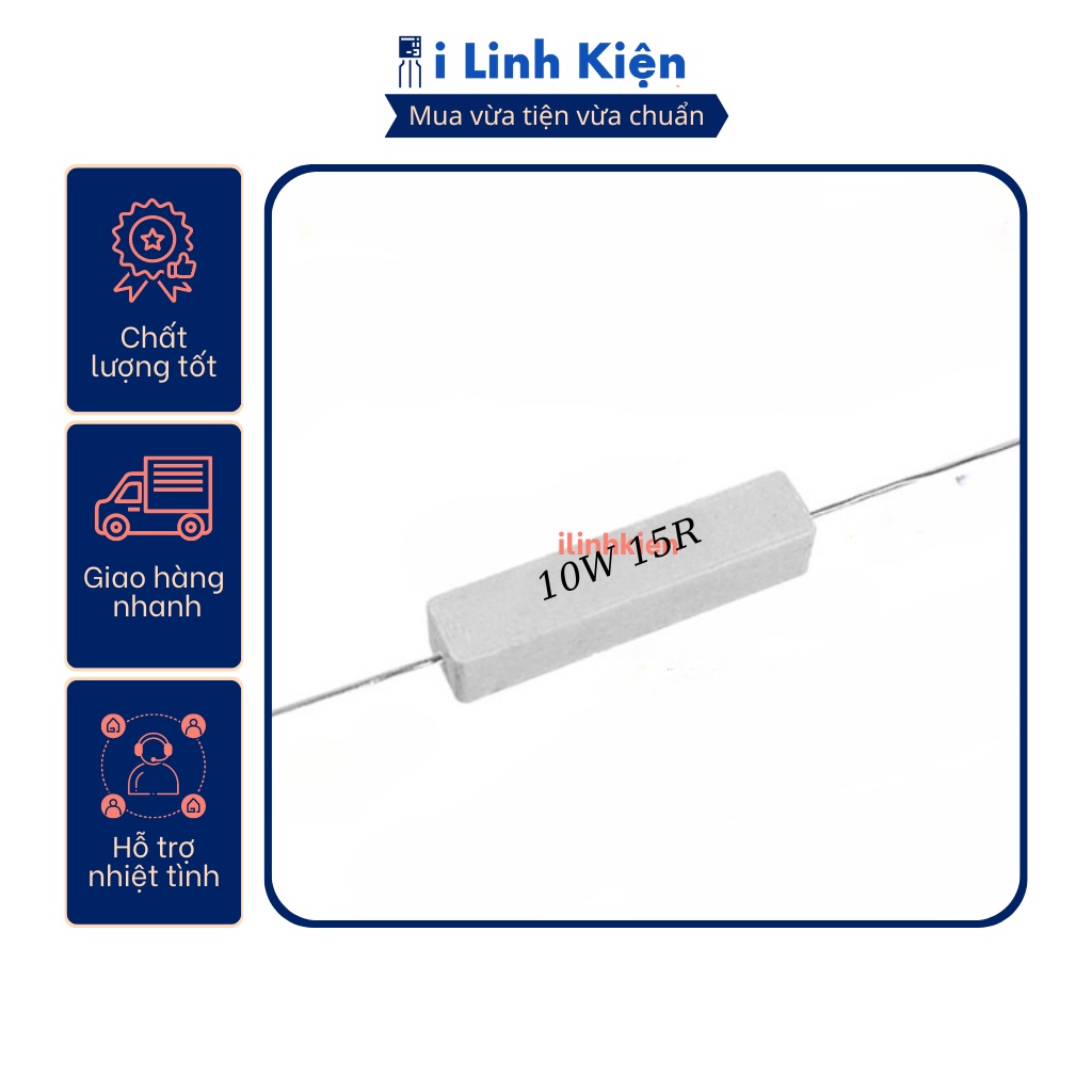 Điện trở sứ 10W 15R 5% chất lượng tốt