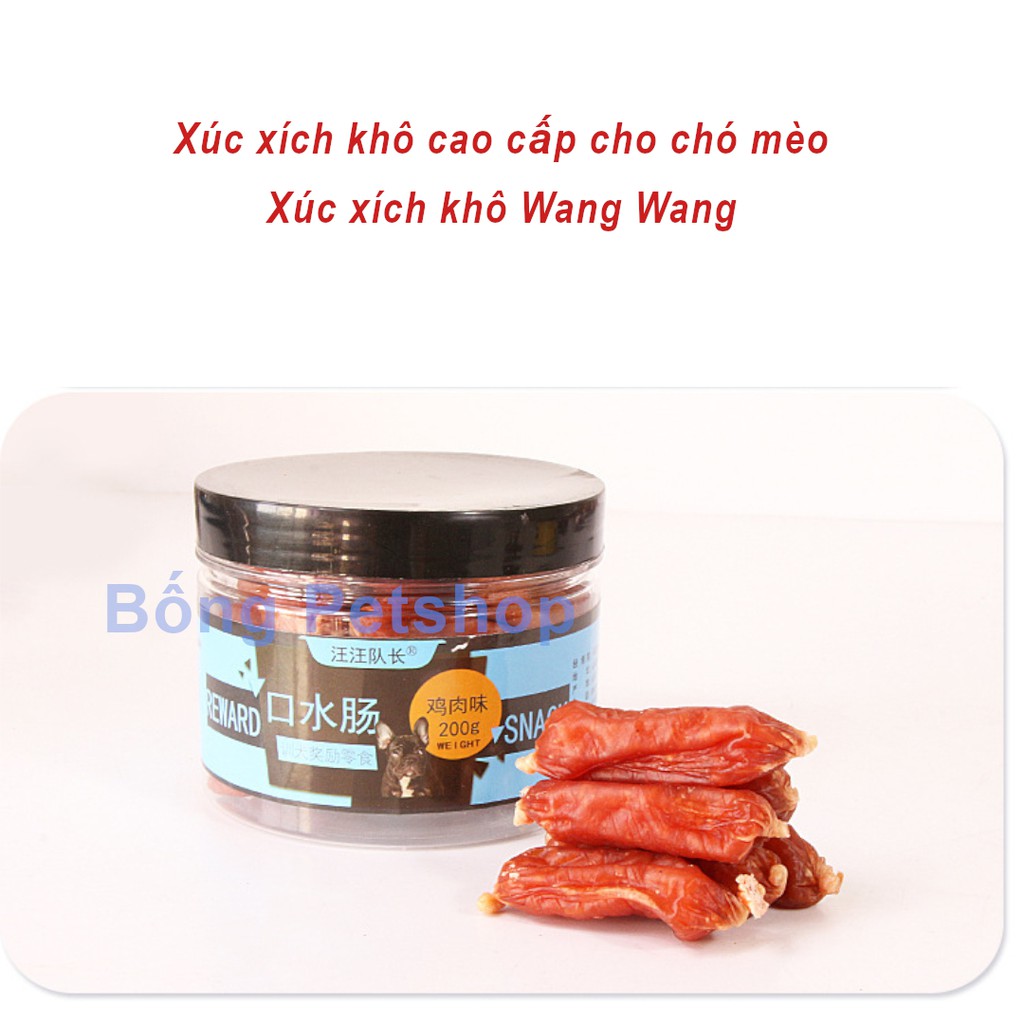 Bánh thưởng, xúc xích cao cấp cho chó - Xúc xích khô Wang Wang hộp 200g