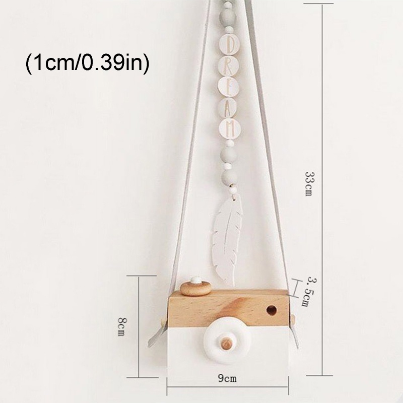Máy ảnh đồ chơi bằng gỗ có dây treo nhiều màu dùng để trang trí cho phòng trẻ em