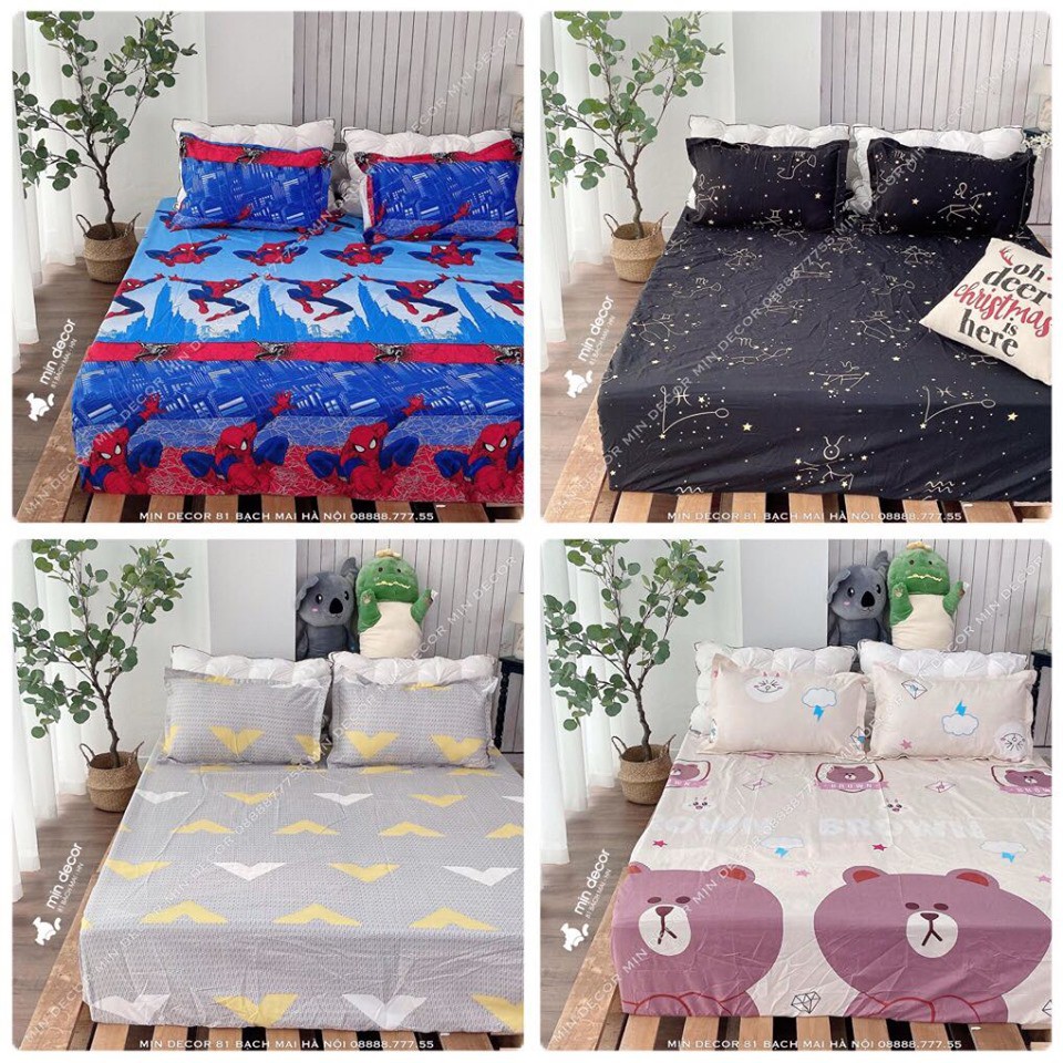 Drap Giường + 2 Vỏ Gối 💝 - Ga Giường Cotton 3D Mềm Mịn (Hình Ảnh Độc Quyền) Hot Trend 2020 - Mịn Decor