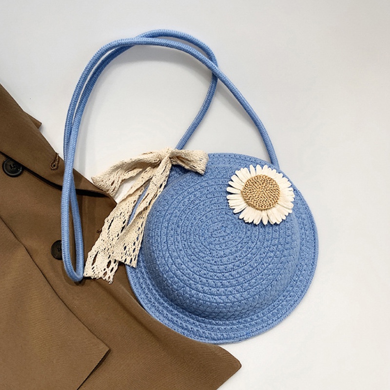 Túi Đeo Chéo Hình Tròn Đan Sợi Phong Cách Hàn Quốc Thời Trang Cho Nữ