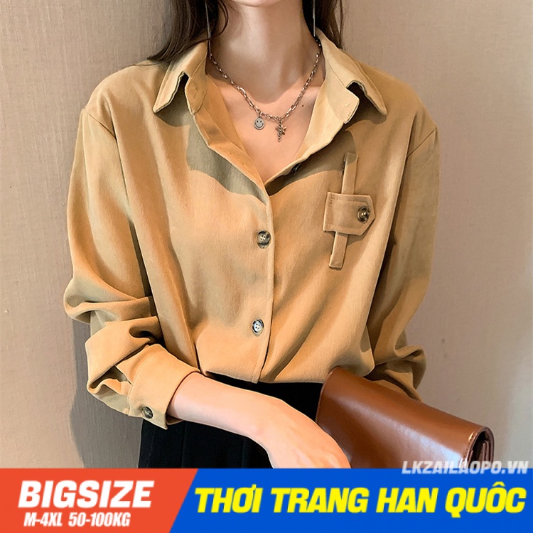 Áo sơ mi công sở nữ Bigsize Áo tiểu thư Dày dặn tay dài mùa thu Hàn Quốc đẹp cá tính quảng châu cao cấp