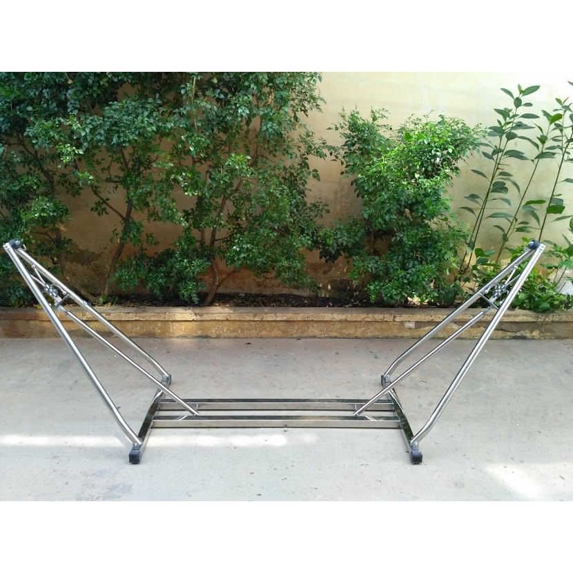 võng xếp khung vuông inox cao cấp kèm lưới cán thép cỡ đại trọn bộ giá võng xếp