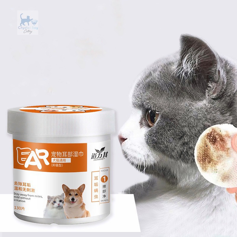 KHĂN GIẤY LAU TAI CHO CHÓ MÈO CHIẾT XUẤT TỪ NHA ĐAM DỊU NHẸ CHO TAI THÚ CƯNG, CHỐNG VE RẬN