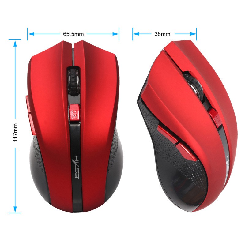 Chuột không dây HXSJ X50 Red/Black có nút trợ năng , điều chỉnh 2400DPI chuyên dùng chơi game, máy tính, laptop, tivi