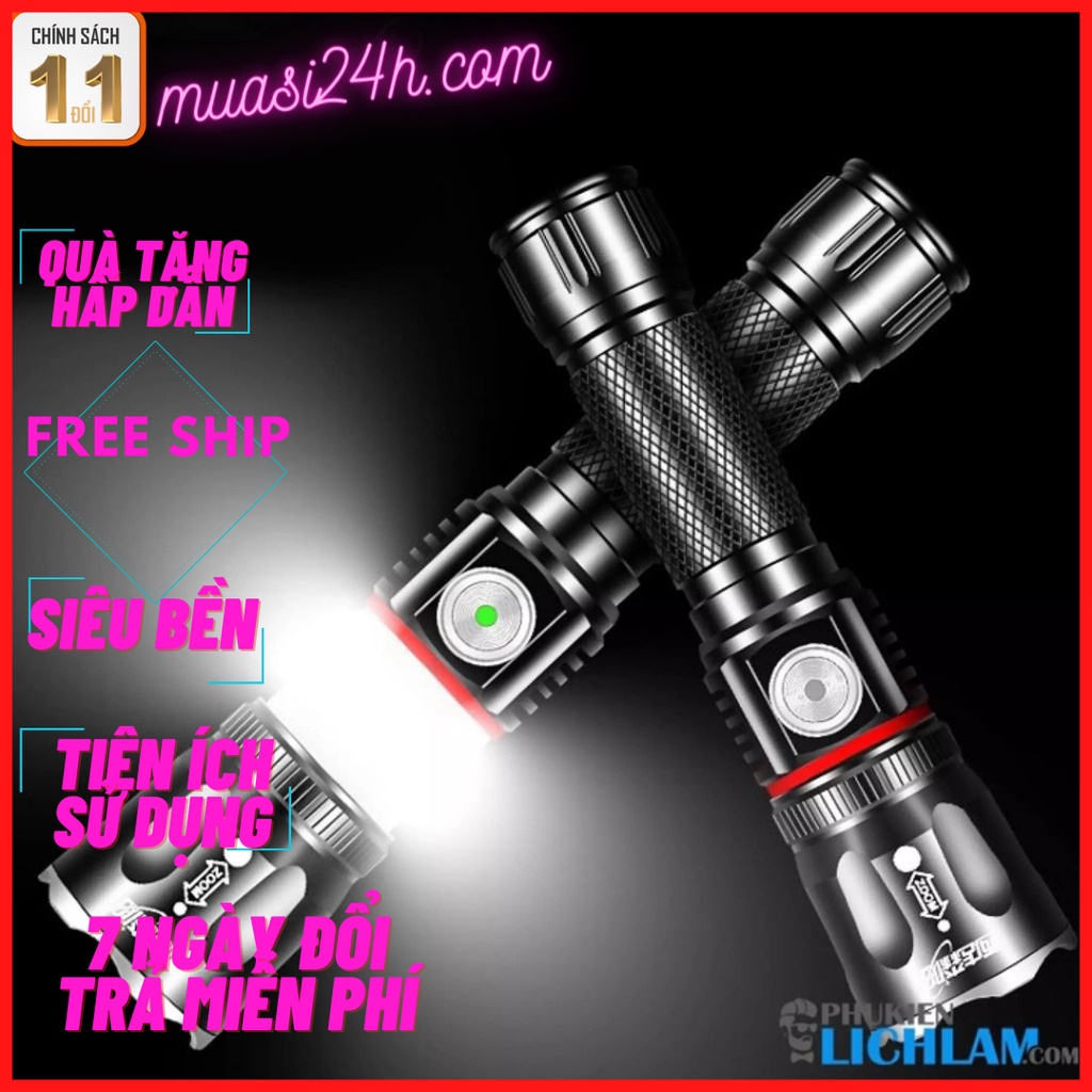 Đèn Pin Siêu Sáng, Đèn Pin TIGER Cầm Tay Chắc Chắn 3 Chế Độ Sáng Chống Thấm Nước