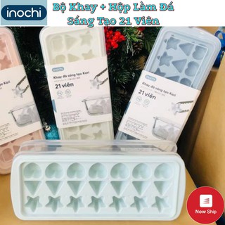 Bộ hộp khay làm đá sáng tạo 21 viên kari inochi - bpa free ,khuôn làm đá và thạch