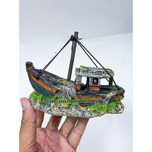 THUYỀN MINI TRANG TRÍ BỂ CÁ, TIỂU CẢNH 11X3X11CM