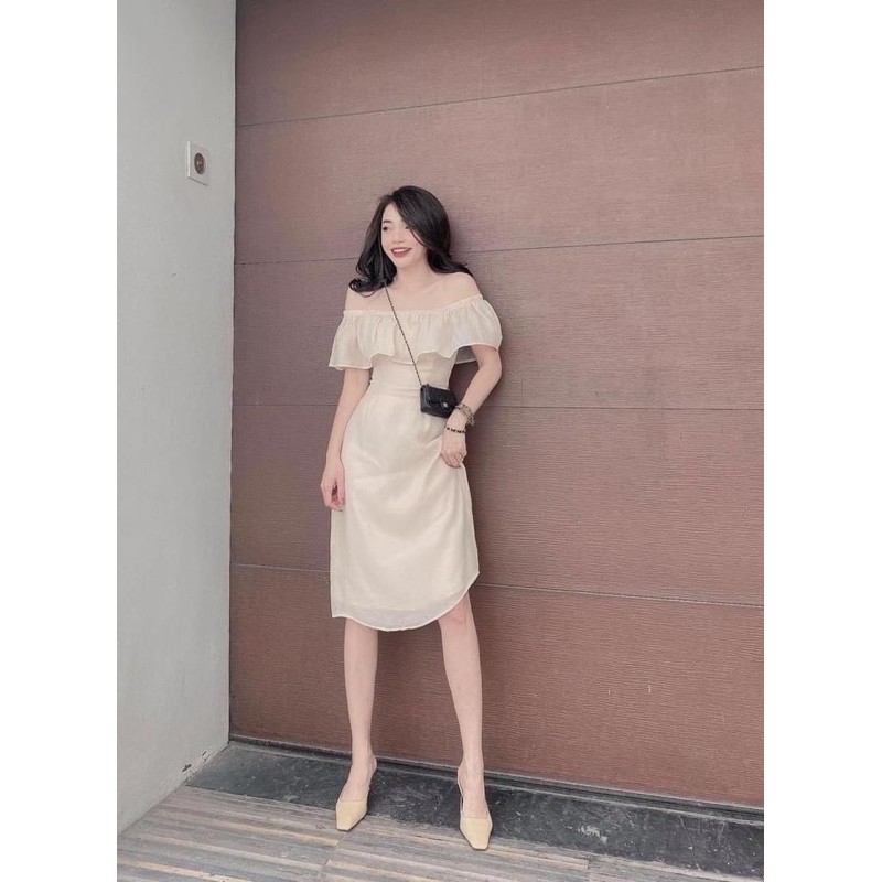 VNU243 - VÁY TƠ BE TRỄ VAI BÈO 2 LỚP | BigBuy360 - bigbuy360.vn