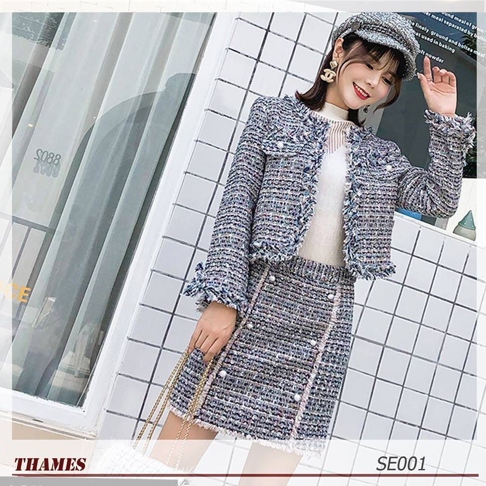 SET TRANG PHỤC CHÂN VÁY ÁO VEST SET DẠ TWEET CAO CẤP