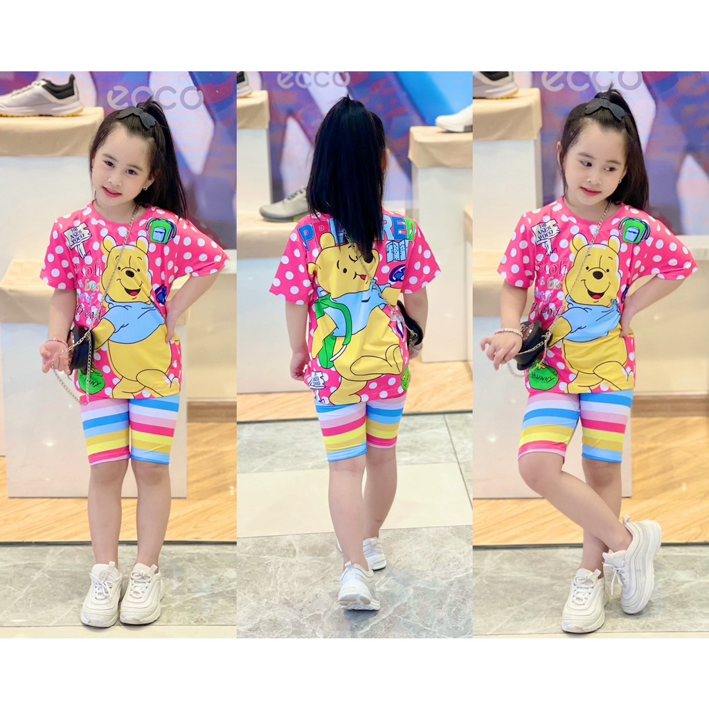 Đồ Cho Bé Gái 9-43 Kg Set Bộ Quần Áo Trẻ Em Thun Lạnh 3D In Hoạt Hình Siêu Bền Đẹp Mềm Mịn Mát Homie Kids