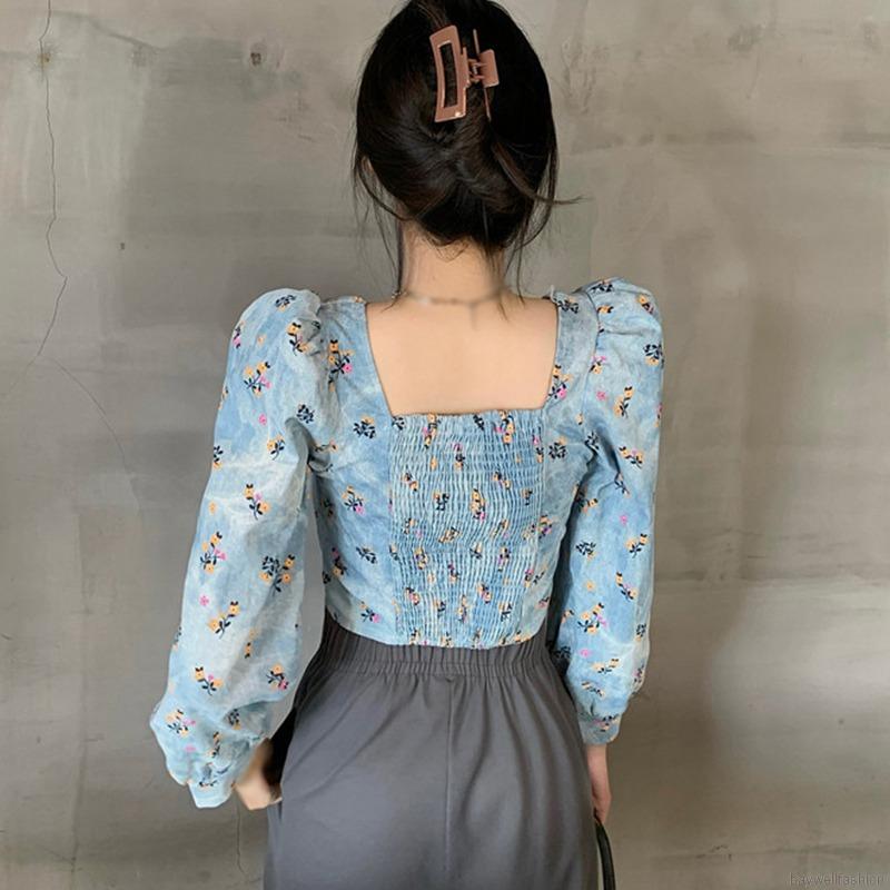 Áo kiểu nữ tay dài cổ vuông phong cách thời trang quyến rũ cho phái nữ | BigBuy360 - bigbuy360.vn