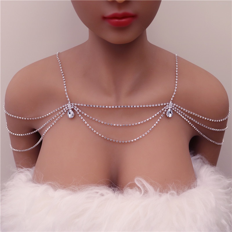 Dây Xích Đeo Vai Nhiều Lớp Đính Đá Thanh Lịch Phụ Kiện Cho Đám Cưới