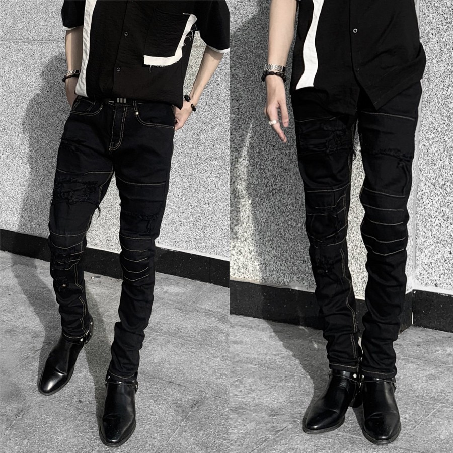 Quần jean skinny đen xước rách kiểu (QJ24)