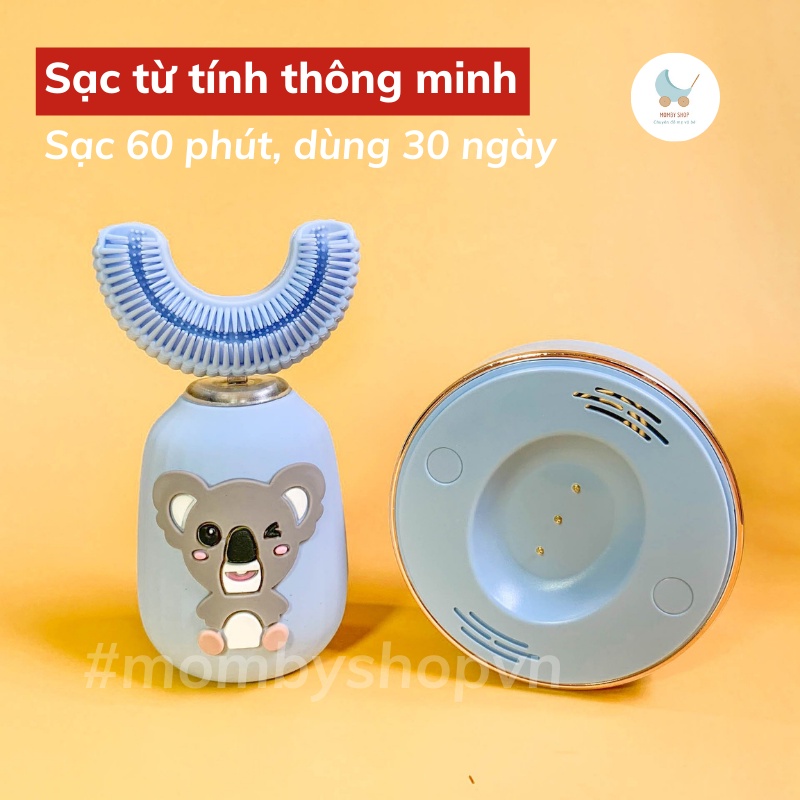 Bàn chải đánh răng điện chữ U Fan Home cho bé từ 2 - 9 tuổi, đầu chải silicon cao cấp an toàn cho bé đánh răng mỗi ngày