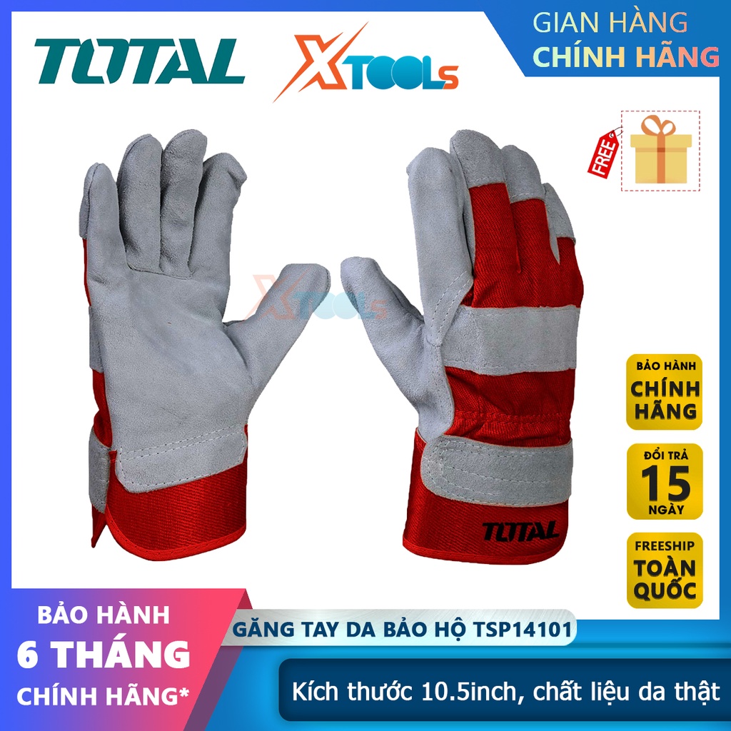 Găng tay da bảo hộ TOTAL TSP14101, găng tay bảo hộ kích thước 10.5inch, chất liệu da kết hợp vải [CHÍNH HÃNG][XTOOLS]