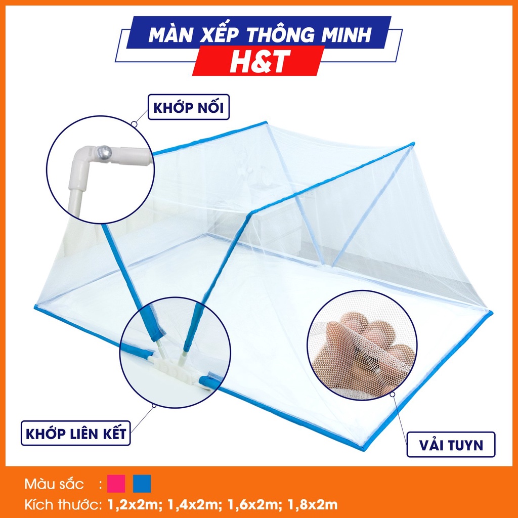 Màn Xếp Thông Minh 5s Mới ,Có Khớp Nối Cải Tiến Giúp Màn Đứng Vững công nghệ Độc Quyền H&amp;T Chăn Ga Gối