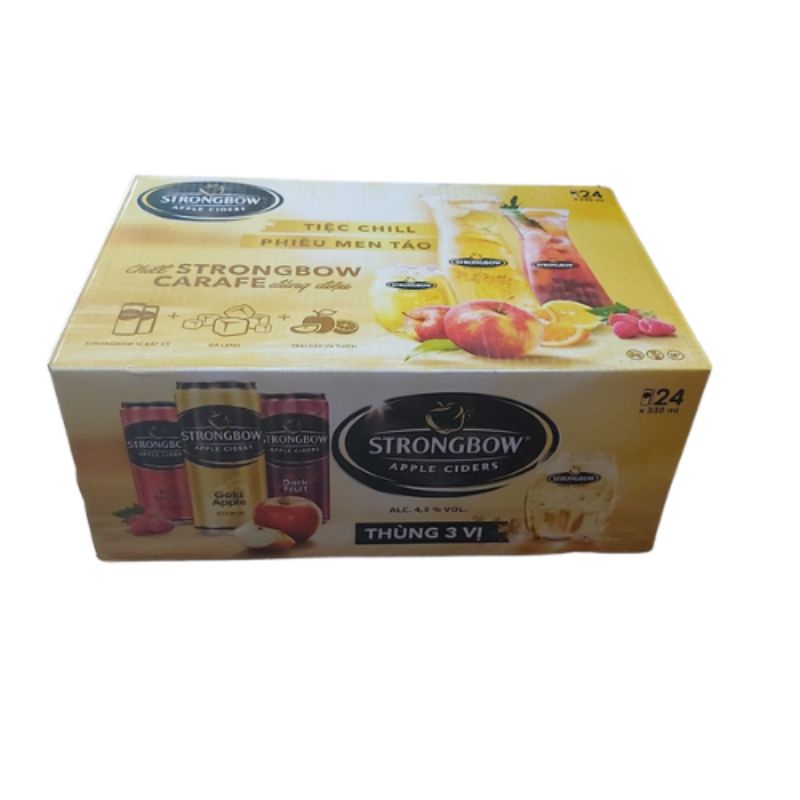 NOW SHIP -Thùng 24 lon 3 vị Strongbow 330ml nước táo lên men