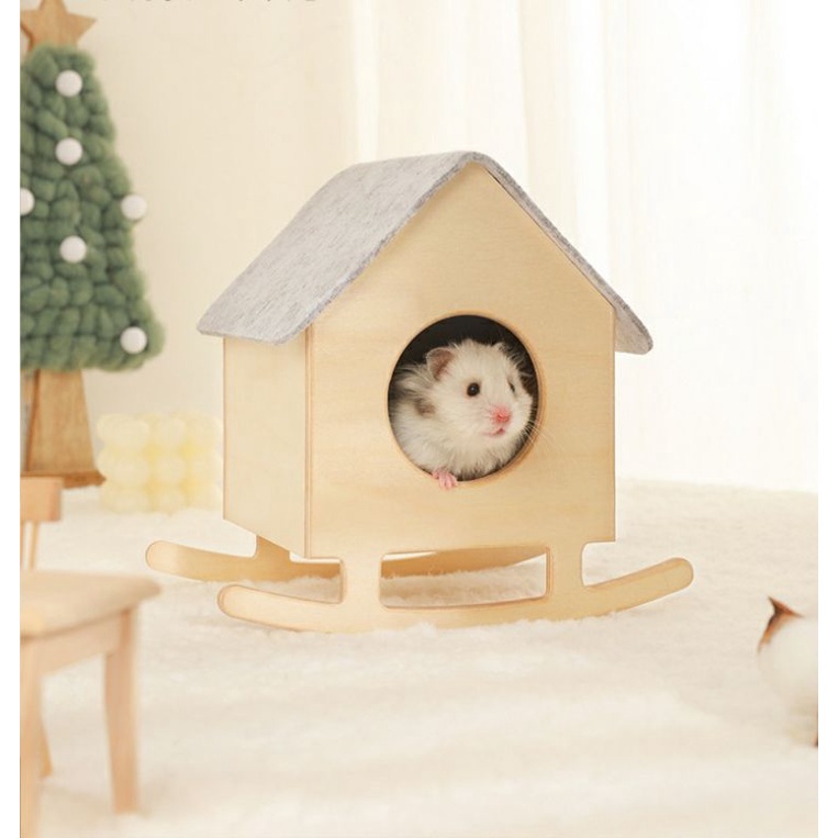 Nhà ngủ gỗ chân võng(bập bênh) cho hamster