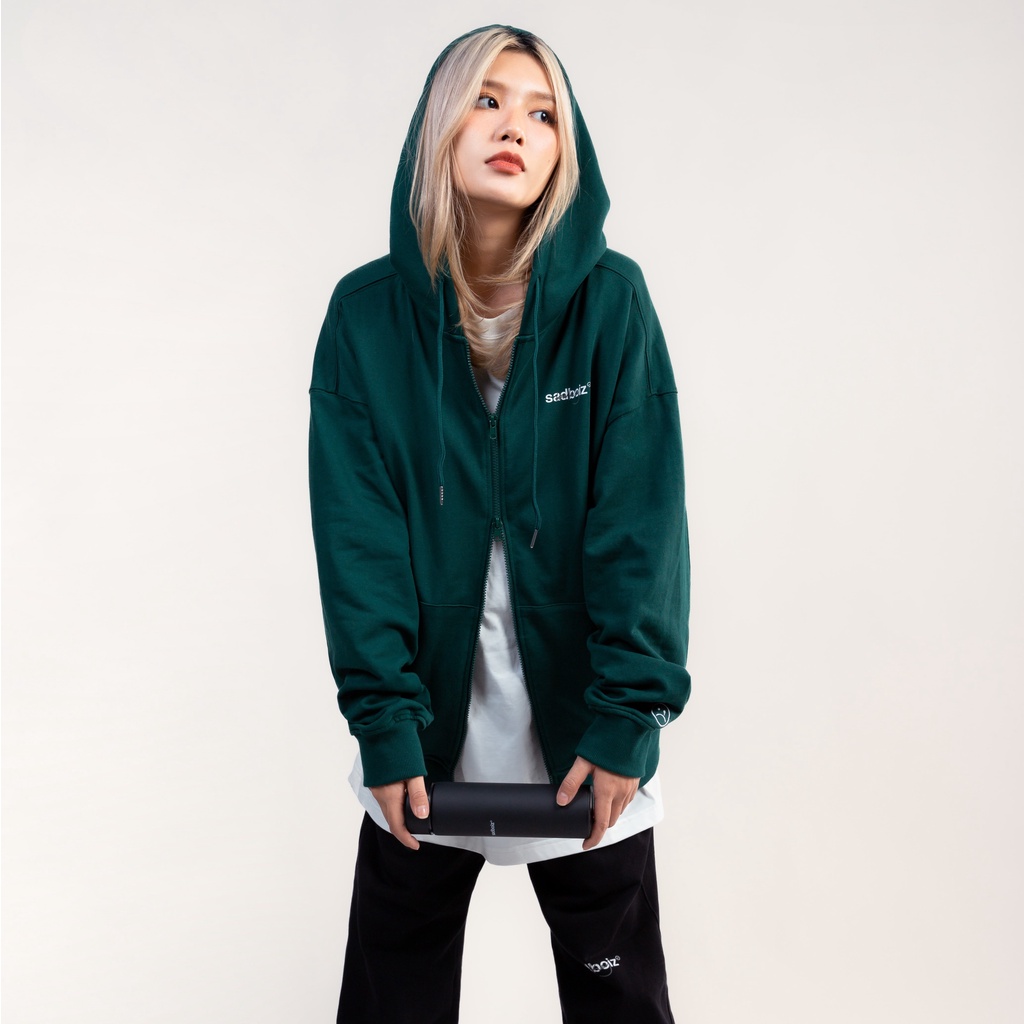 Áo hoodie zipper SADBOIZ Lowkey Mallard green