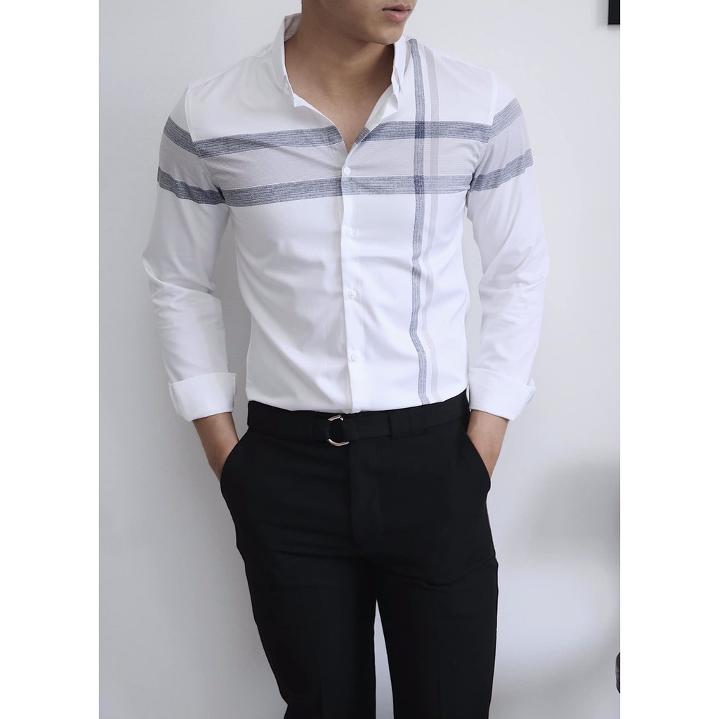 Áo sơ mi nam dài tay kẻ hai sọc | BigBuy360 - bigbuy360.vn
