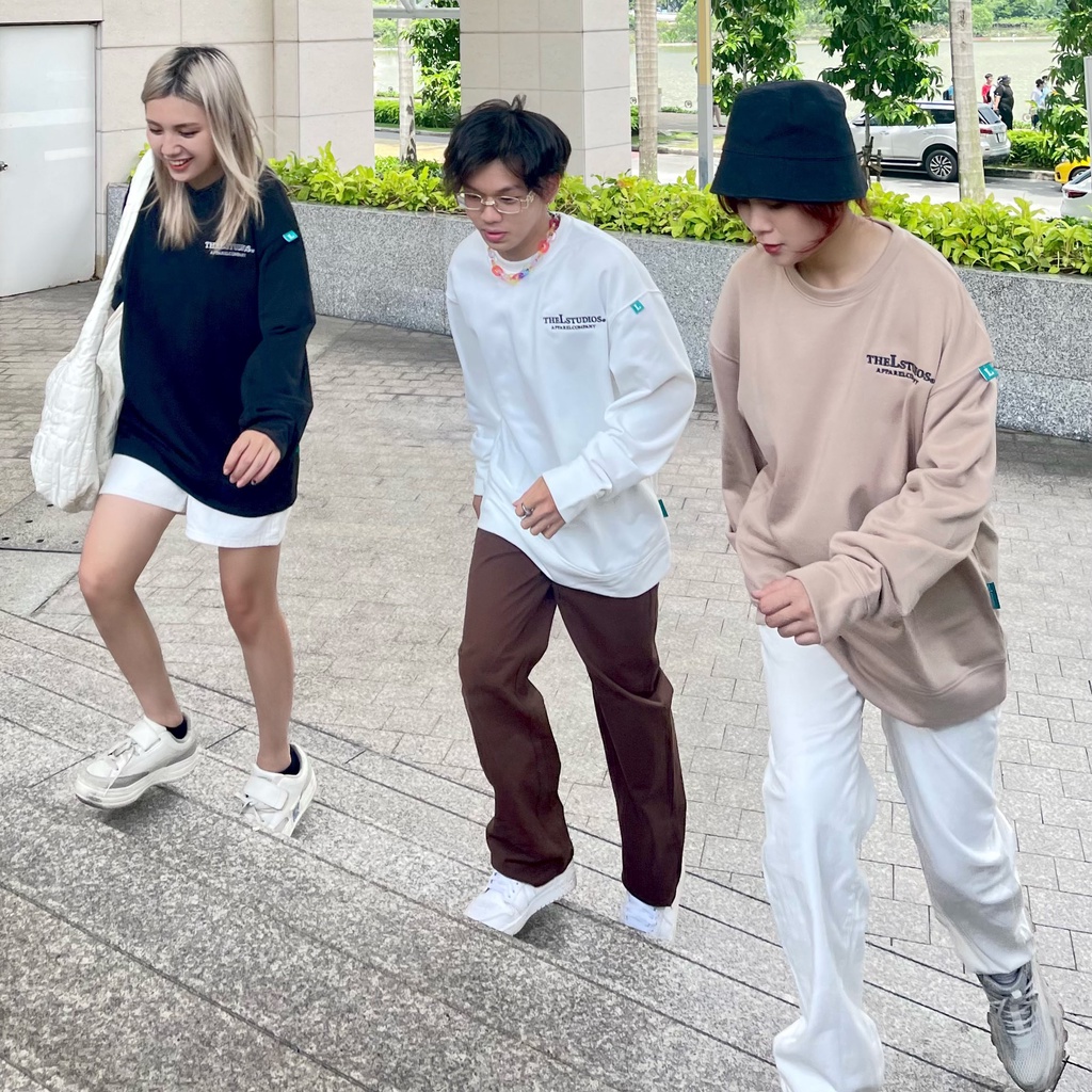 THELSTUDIOS Áo Sweater Nỉ Basic Thêu Logo