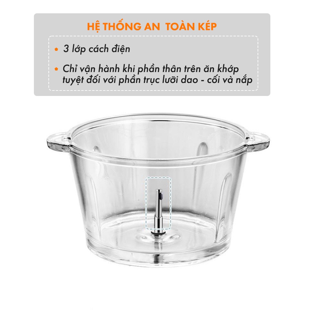 Máy Xay Đa Năng 4 Lưỡi Dao INOX Không Gỉ Sương Mai - Cối Xay 2L Xay Thịt, Xay Đá Bào SM00196 - Bảo Hành 12 Tháng