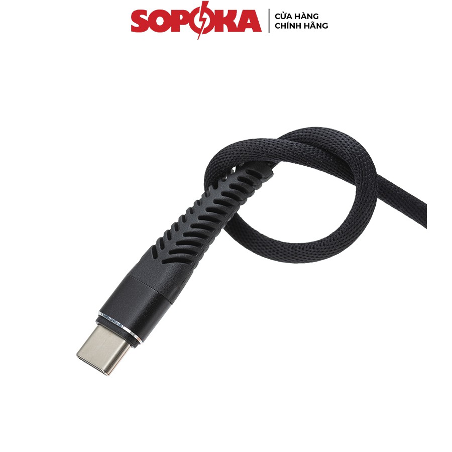 Cáp sạc nhanh Type C SOPOKA TC01 TC02 3,5A tốc độ 450Mb/s 2 màu đen, đỏ