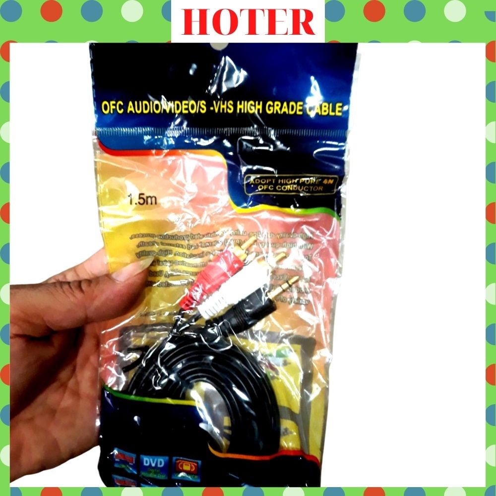 Dây AV 1 đầu 3.5mm ra 2 đầu bông sen