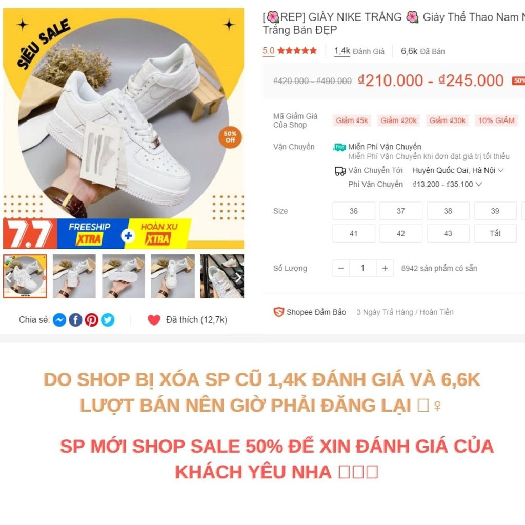 [🎁TẶNG TẤT] Giày NIKE TRẮNG ❤️ [HÀNG LOẠI ĐẸP] ❤️ Giày  Thể Thao Nam Nữ AF1 Màu Trắng❤️ Full bill và box