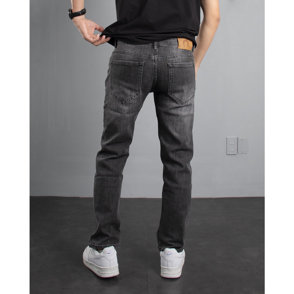 Quần jean nam regular fit QJ77 Nigo quần bò nam màu xám đậm trơn co giãn cao cấp