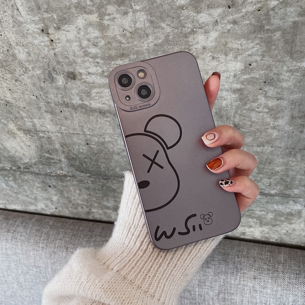 Ốp Điện Thoại Chống Sốc Bảo Vệ Toàn Diện In Hình Mặt Gấu Bạc Thời Trang Cho Iphone