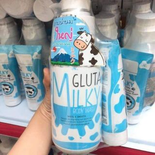 Combo sữa tắm + sữa rửa mặt bò milky gluta thái lan