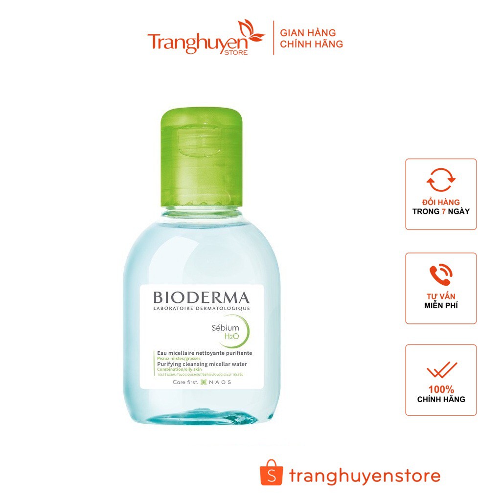 Tẩy trang cho da hỗn hợp đến da nhờn và da mụn Micellar Bioderma Sebium H2O 100ml
