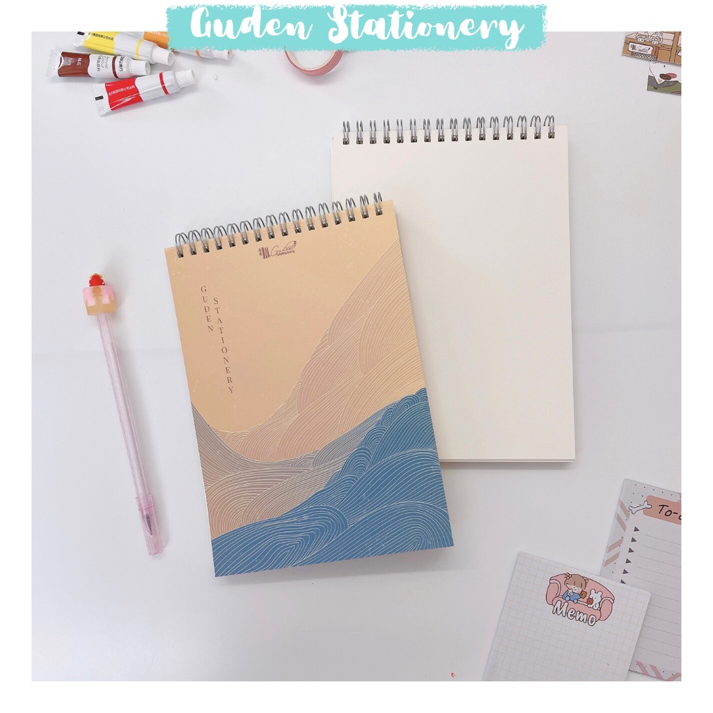 Sổ tay vẽ chì, sổ tay vẽ ký họa, Sketchbook A5 sóng Nhật Bản_Guden Stationery