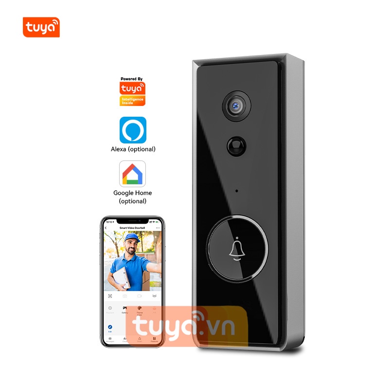 Chuông Hình Không Dây Chống Nước Chuẩn IP65 Wifi Full HD 1080P Tuya SHP-SW5C