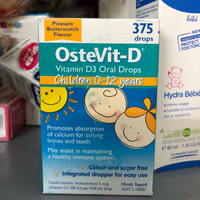Vitamin D ostevit dạng giọt úc 15ml (0-12m)