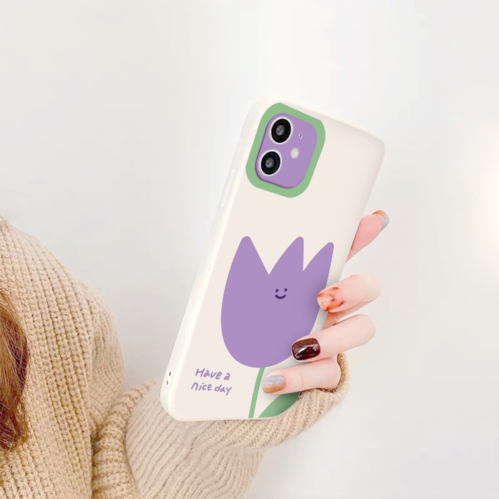 Ốp iphone - Ốp lưng iphone cạnh vuông viền camera Hoa mặt cười dành cho ip 6 đến 14promax - ng179